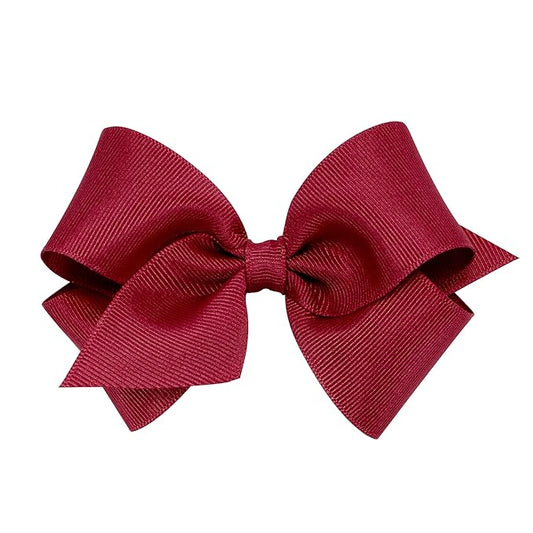 Wee Ones Girls' Plain Wrap Classic Grosgrain Hair Bows on a WeeStay No-Slip Hair Clip, Handmade, Small, Cranberry