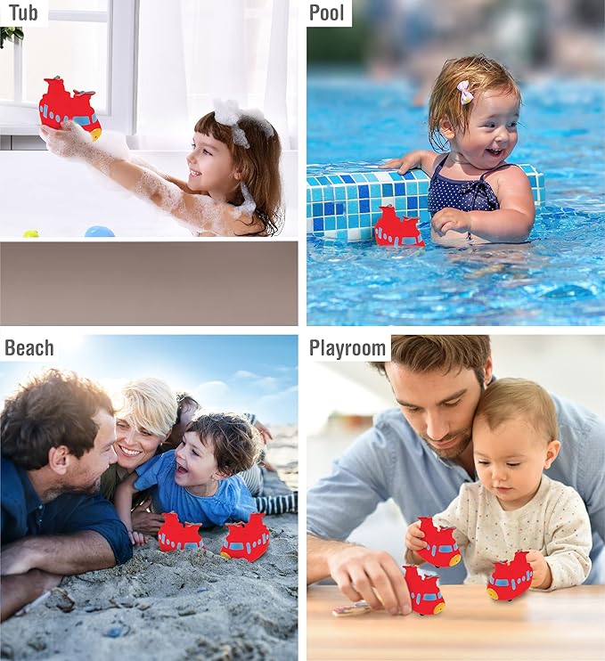DolliBu Sea Knight Helicopter Bath Buddy Squirter - Floating Red Chopper Rubber Bath Toy, Water Squirting Bathtime Play for Toddlers, Cute Aircraft Toy for The Bathtub, Beach, & Pool for Girls & Boys