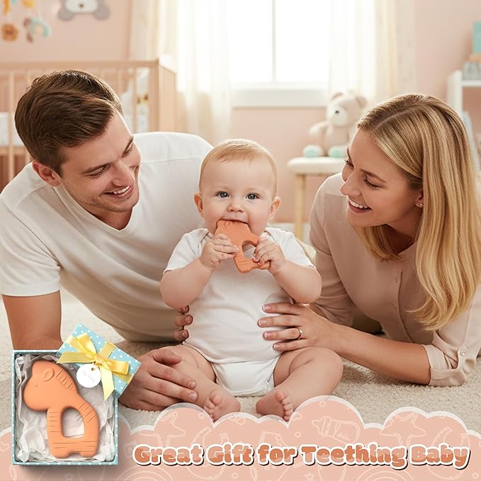Silicone Teething Toy for Babies - 2ooya Zebra Infant Teething Relief Chew Toys Toddler Sore Gums Pain Food Grade Silicone Animal Theme Teether for Newborn 6-12 Months Baby Shower Birthday Gift