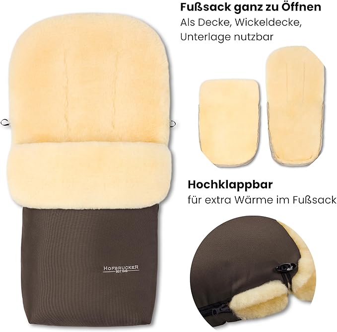 Lambskin Footmuff PUTZI – All-Season Baby Footmuff with Removable Top