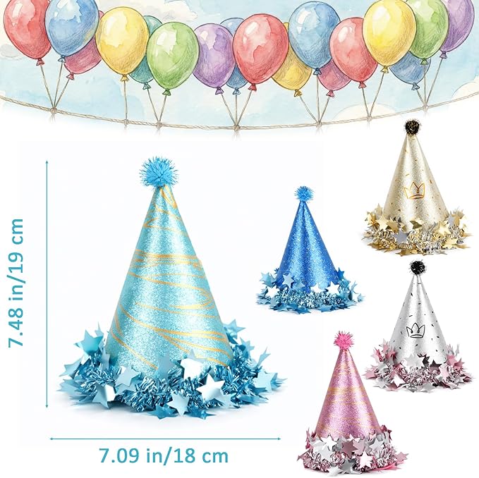 Boy Girl Birthday Crown, Prince Princess Birthday Hat Headband Tiara Crown Cake Photo Prop Party Decorations