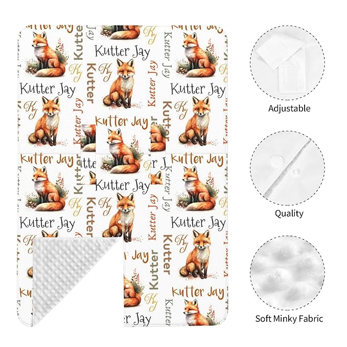 Personalized Winter Carseat Cover for Baby Custom Name Car Seat Canopy for Newborn Baby Boys Girls 2 in 1 Mom Nursing Breastfeeding Covers Fox Minky Baby Carrier Stroller Covers
