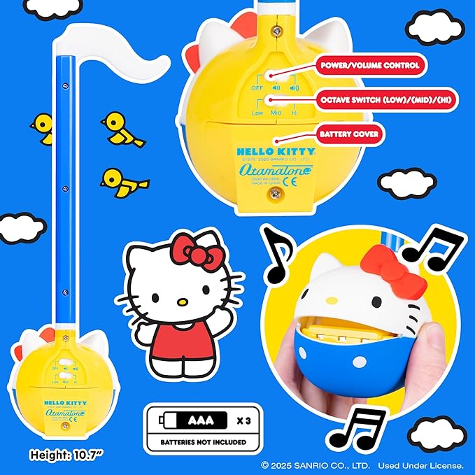 Otamatone Classic Hello Kitty [Officially Licensed Sanrio] Japanese Character Electronic Musical Instrument Portable Synthesizer from Japan Maywa Denki for Children Kids and Adults Gift