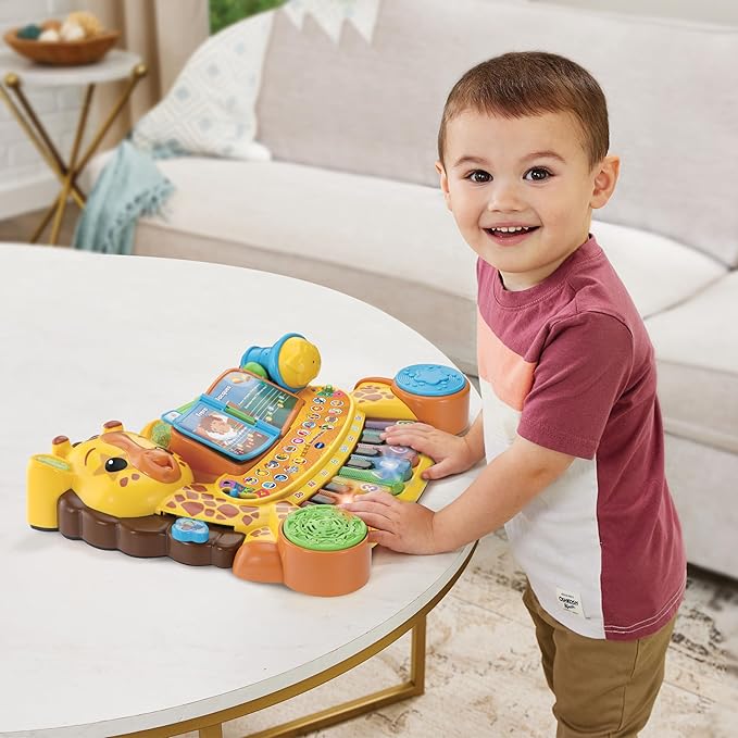 VTech - My Giraffe Jungle Rock Piano, Baby Musical Instrument, Talking and Interactive Children's Piano Keyboard with Karaoke Microphone, Gift for Children from 18 Months