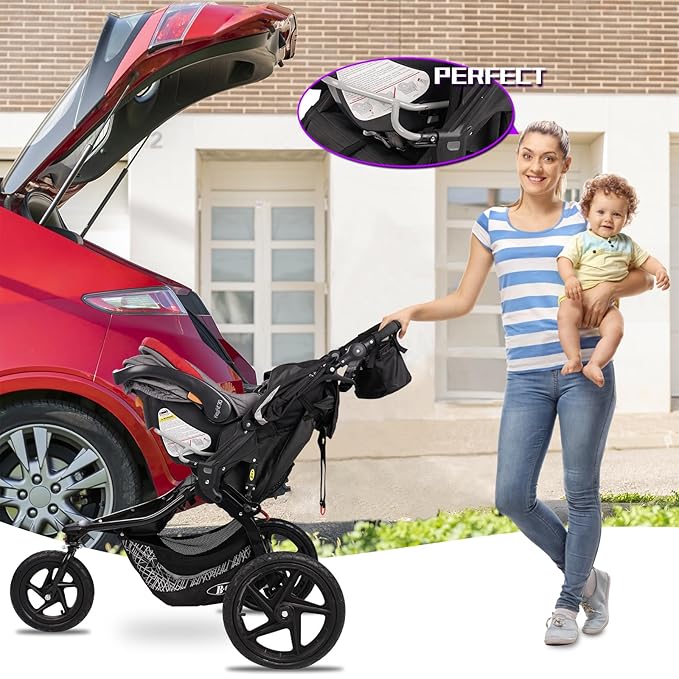 Single Jogging Stroller Adapter for Graco Infant Car Seats, Baby Trend Car Seat Adapter for Most BOB Gear Strollers, Baby Jogger Car Seat Replacement Part, Removable Receivers Not Included