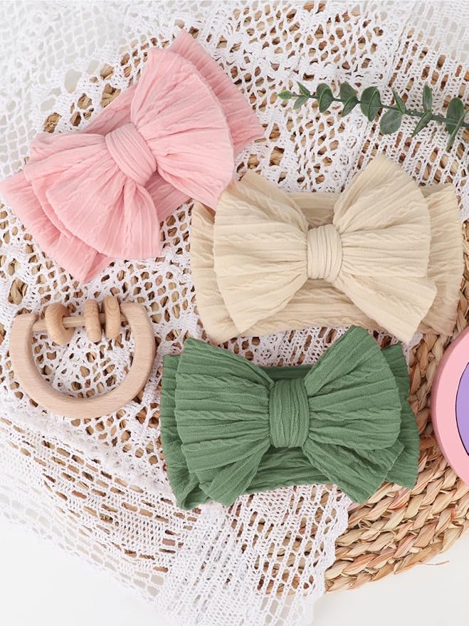 AQOKKA Baby Bows Headbands Nylon Baby Girl Headbands Soft Handmade Hairbands Toddler Hair Accessories for Girls Baby Newborn Infant Kids