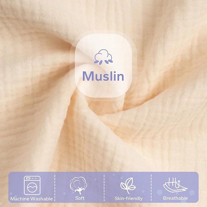 FUNUPUP Muslin Baby Lounger Cover Compatible with Snuggle Me Lounger, Infant Lounger Pillow Cover for Newborn, Removable Newborn Lounger Cover for Boys and Girls, Only Cover, Beige