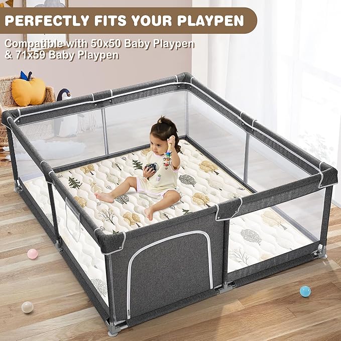 Baby Play Mat, Extra Large&Thick Baby Mat for Floor, 50 x 50 Play Mat for Baby， Foldable Padded Baby Floor Mat