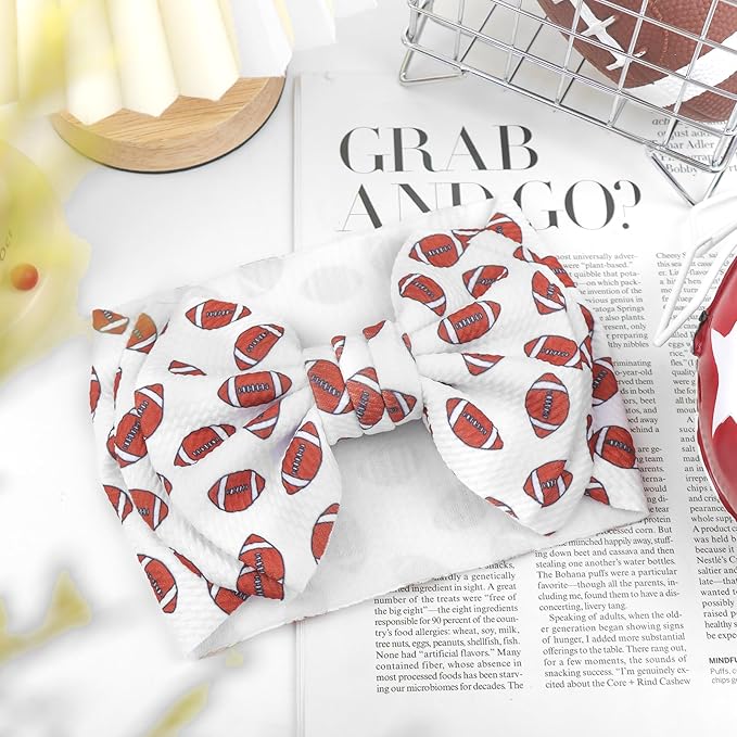 Football Baby Bow Headbands for Girls Super Bowl Infants Hair Accessories Toddlers Outfits for Sports Parties Baby Girl Football Outfit