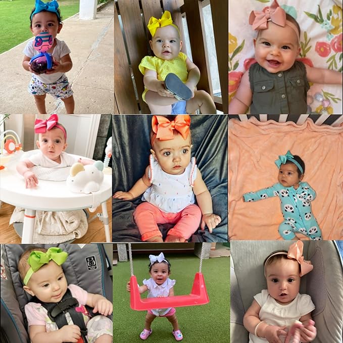 CellElection 40 Colors Baby Grosgrain Ribbon Hair Bows Headbands 4.5Inch Hair Bows Headbands Big Bow Hair Bands Hair Accessories for Baby Girls Infants Toddlers Newborns