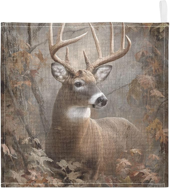 Forest Deer Baby Washcloths Newborn Muslin Burp Cloths 3 Pack Soft Cotton Baby Face Bath Towel Drool Bibs for Infants, Girls and Boys 11.8 x 11.8 Inch