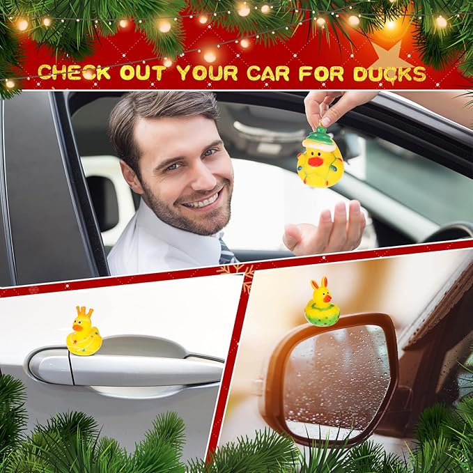 Hanaive 28 Pcs Christmas Ducks for Stocking Stuffers Mini Xmas Rubber Ducks Bath Toys for Kids Toddlers Christmas Goodie Bag Stuffers Xmas Party Favor Gifts (Stylish)