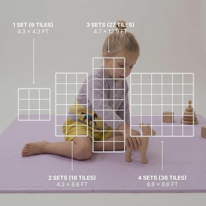 Toddlekind Playmat -Classic Foam Play Mat- 4 x 4 feet Premium Quality Foam Play Mat for Babies/Toddlers, Stylish, Non-Toxic, Odorless, Lilac