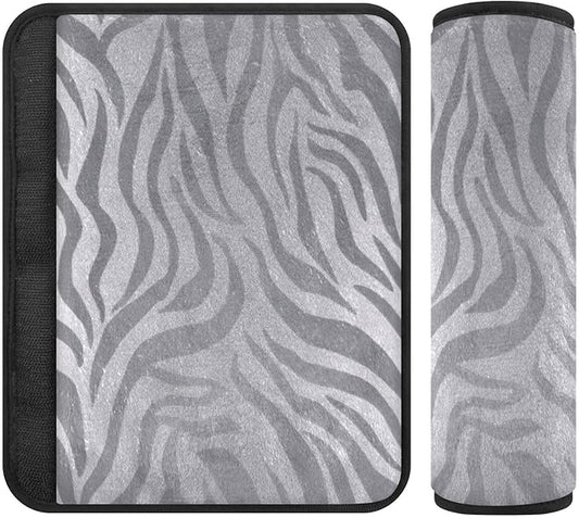 2 Pack Seatbelt Covers Seat Belt Cover Pad for Adults Boys Girls Car Seat Strap Covers Pads Cushion Universal Shoulder Strap Pad Protector for Backpack Camera Bag 10x7.7Inch Light Silvery Zebra Print