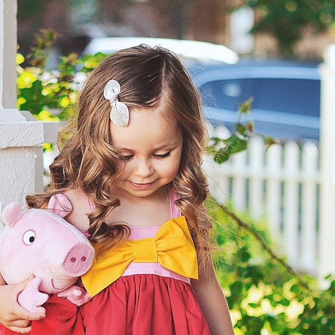 Non-Slip Alligator Hair Clips for Baby Girls – Set of 4 Faux Leather Rabbit Ear Bow Hair Accessories for Toddlers & Infants (Cactus Set)