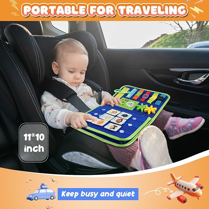 URMYWO Toddler Busy Board - Busy Book Montessori Toys Ages 3 and up - Preschool Learning Activities with Alphabet Number Animal, Educational Travel Toys Birthday Gifts for Kids
