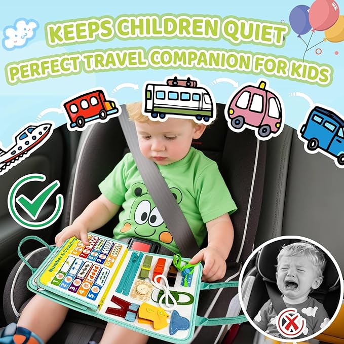 Aurasys Busy Book for Toddlers - Farm Montessori Toys Busy Board for Boy Girl Gifts Educational Learning Activity Book Toddler Airplane Travel Toy Birthday Gift