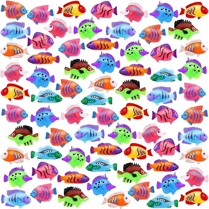 60Pcs Plastic Tropical Fish Toys, Mini Plastic Fish for Children's Party Supplies and Decoration