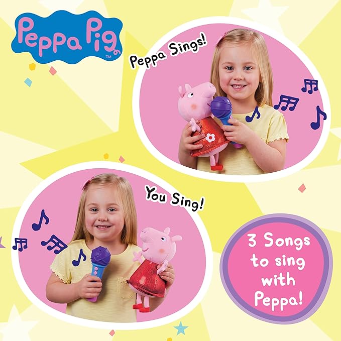 Peppa Pig, Sing With Me Peppa, Interactive Plush, Musical Plush Toy with Microphone, Toys, Preschool Gift