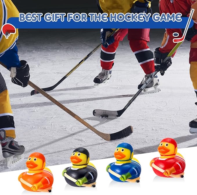 Deekin Rubber Ducks 2 Inch Bulk Sport Party Favors for Team Events Decorations Birthday Party Supplies Club Player Gift(24 Pcs,Hockey Player)