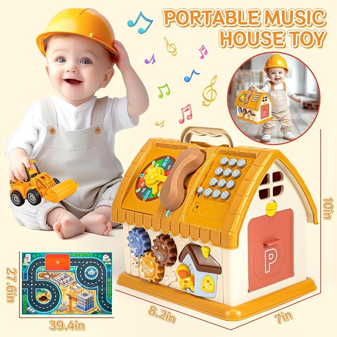 Baby Toys for 1 2 3 Year Old Boy and Girl Gifts Toddler Toys Age 1-2 10-in-1 Montessori with Sound Lights Music Clock Telephone and Car Educational Birthday for Boys Girls 12-18 Months
