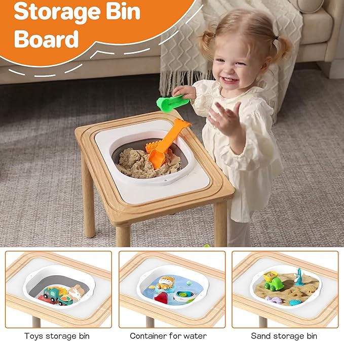 Himold Activity Table for Kids 6-36 Months, 9 in 1 Wooden Montessori Toys with Bead Maze Shape Sorter Train Toy, Baby Sensory Table Toddler Toys 1st Birthday Gifts for Kids