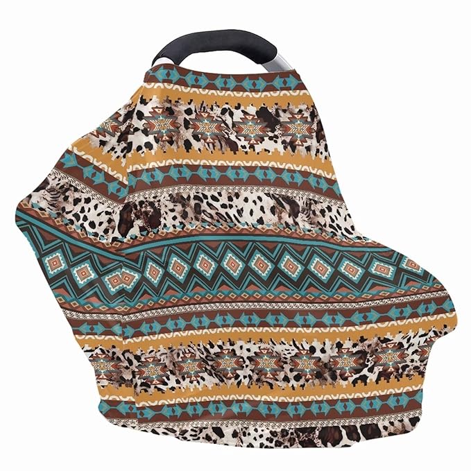 Binienty Aztec Western Geometric Baby Car Sear Cover Canopies, Leopard Print Stroller Protector Cover,High Chair/Shopping Cart/Breastfeeding Cover