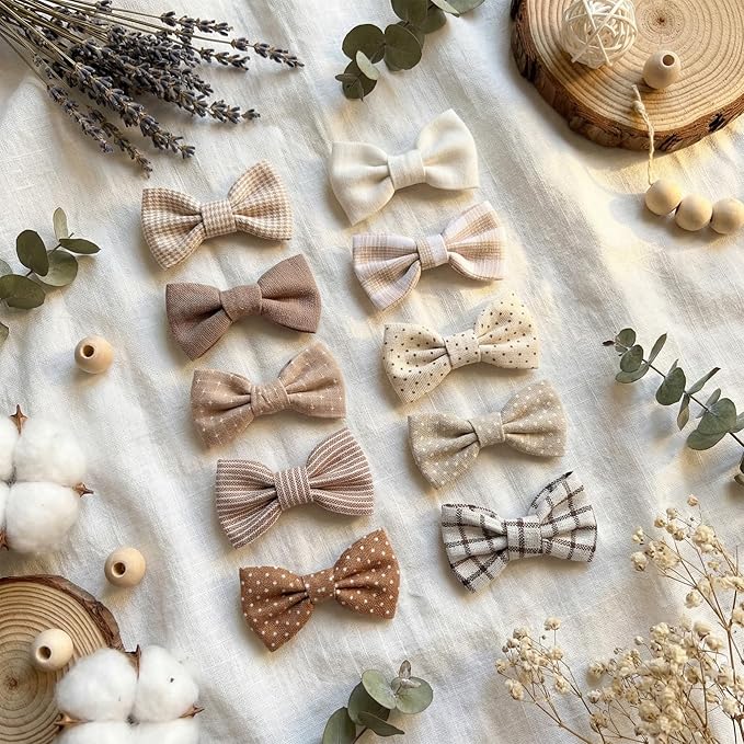 20 Pcs Baby Hair Clips Bows for Baby Girls Handmade Hair Accessories Fully Lined Clips Non Slip Barrettes for Fine Cute Tiny Bows Barrettes for Infants Toddlers, and Little Girls