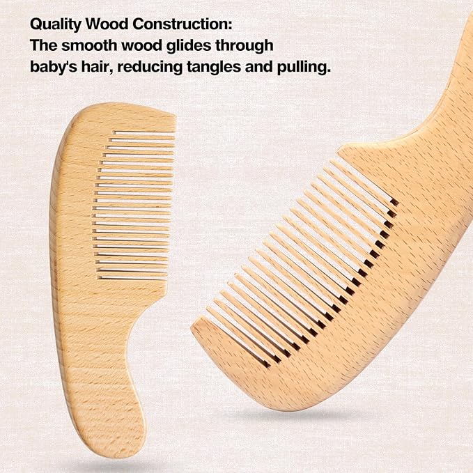 Baby Grooming Kit,Baby Health Care Kit,Baby Brush Soft Bristles Baby Nail Kit Nursery Care Kit Set (3pcs Wooden)