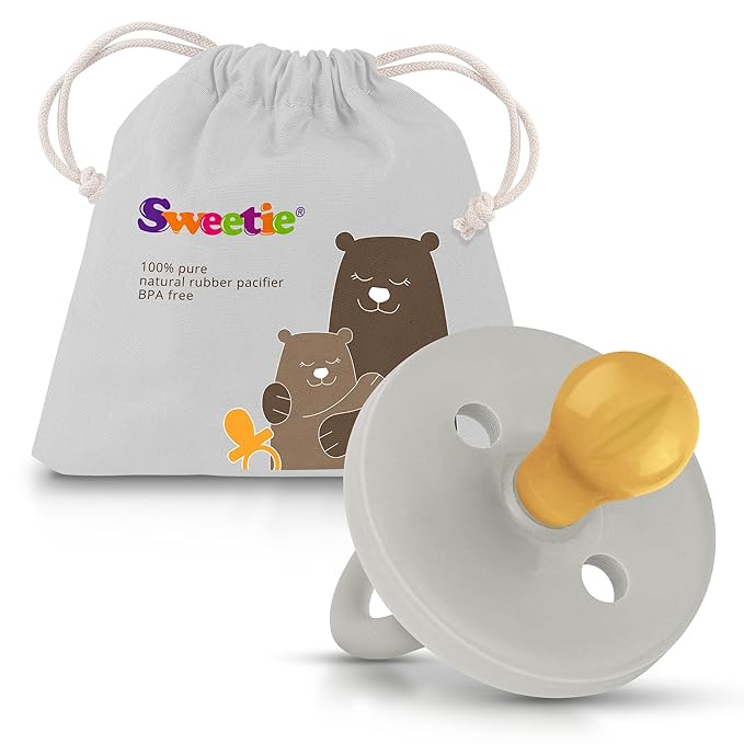 SWEETIE Rubber Pacifier Natural Rubber Pacifier Rounded (Grey, 12-18 Month)
