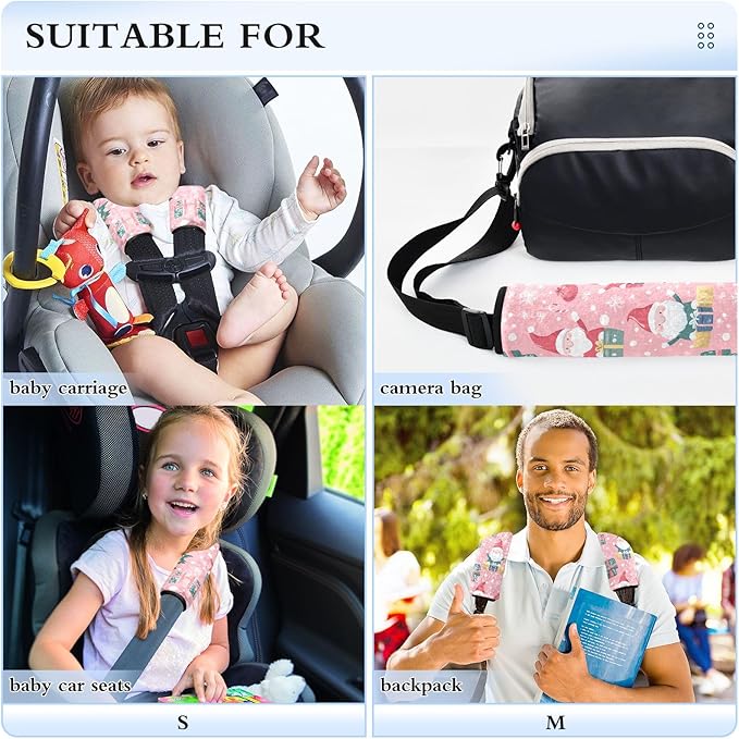 2Pcs Cute Christmas Gnomes Seat Belt Cover Soft Seatbelt Cushion Car Seat Shoulder Protector for Adults Kids
