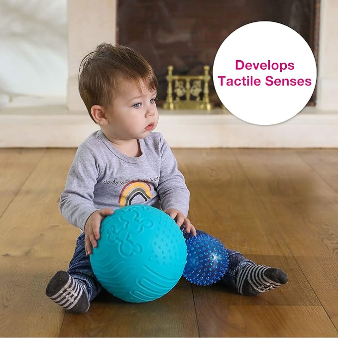 Edushape Texture-iffic Sensory Ball for Baby - 7" Baby Ball that Helps Enhance Gross Motor Skills for Kids - Toddler Ball with 8 Sections of Different Tactile Patterns