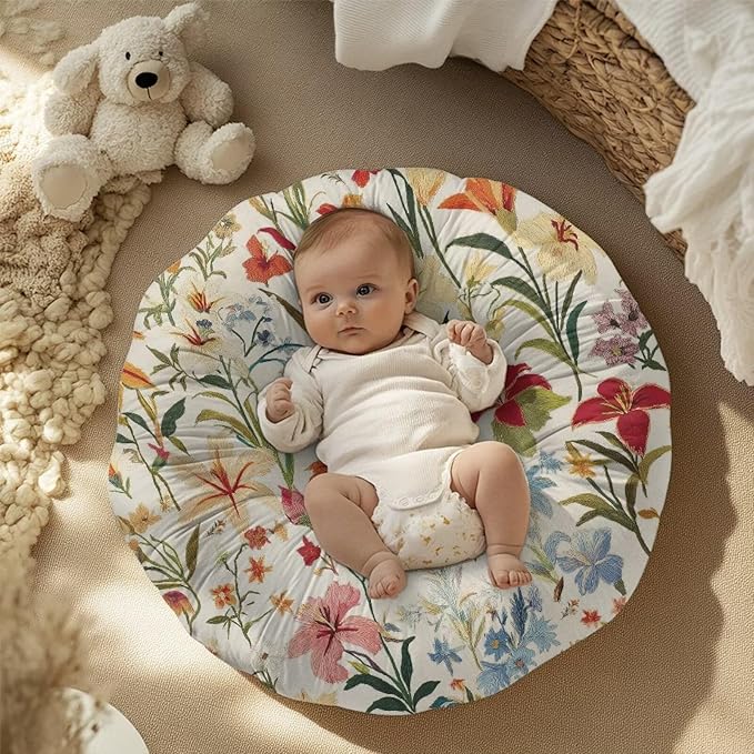 Vintage Floral Newborn Lounger Pillow Cover Removable Soft Comfortable Slipcover for Infant Lounger Pillow Cover Breathable and Washable