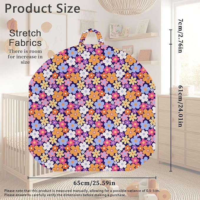 Cartoon Colorful Hippie Newborn Lounger Cover Removable Soft Slipcover for Newborn Baby Padded Lounger Infant Floor Seat Cover for Boys Girls Baby Essentials