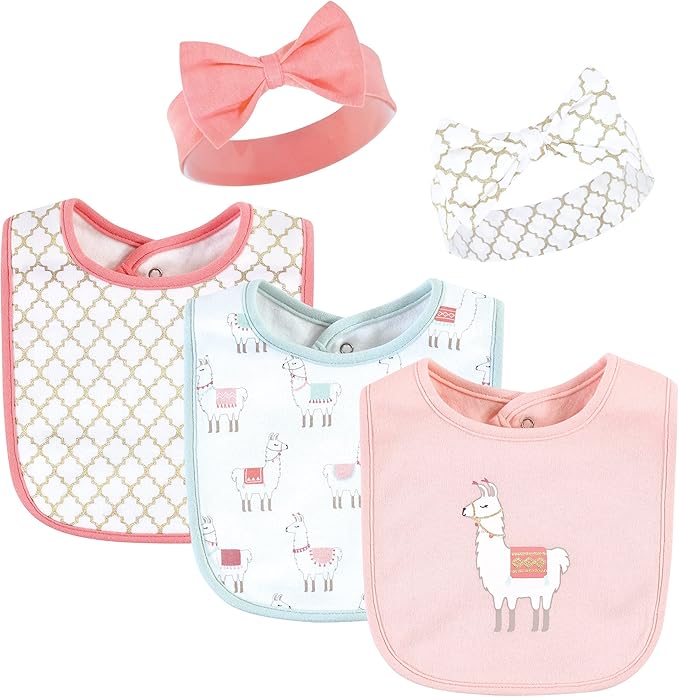 Hudson Baby Unisex Baby Cotton Bib and Headband Set