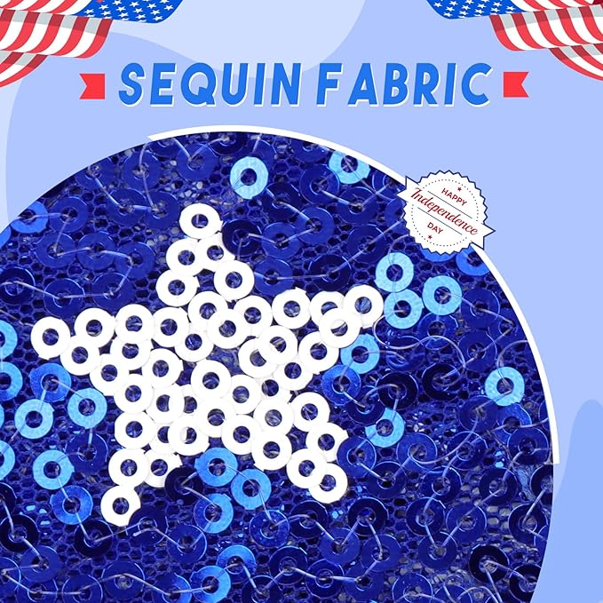4th of July Hair Bows Clips Sparkly Cheer Sequins Bow Alligator Clips Hair Barrettes Kids Patriotic Bows for Girls Hair Accessories Star 2 Pcs