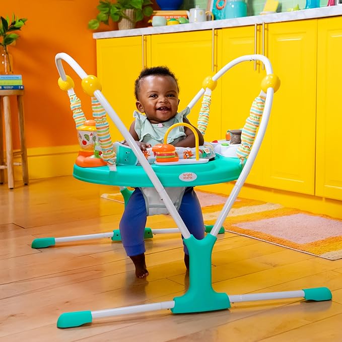 Bright Starts Cooking Up Fun Baby Activity Jumper with Music and Lights, Kitchen Role Play Toys, Unisex, 6 Months+, Up to 25 lbs