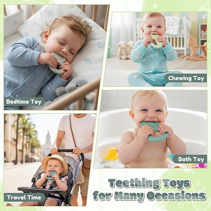 3Pcs Silicone Teething Toys for Babies Elephant Lion BPA Free Soft Teether Infant Sore Gums Pain Food Grade Silicone Teething Relief Chew Toy for Toddler Baby Shower Newborn 6-12 Months Birthday