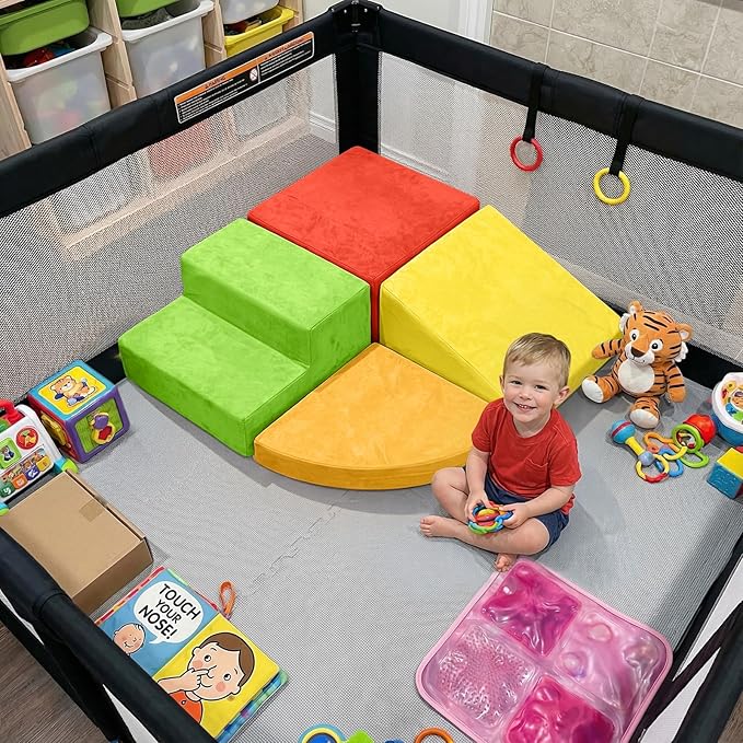 YENING Large Foam Climbing Blocks for Toddlers 1-3 Baby Climbing Toys for 1 Year Old Soft Play Set for Babies 6-12 Months Indoor 4 Piece