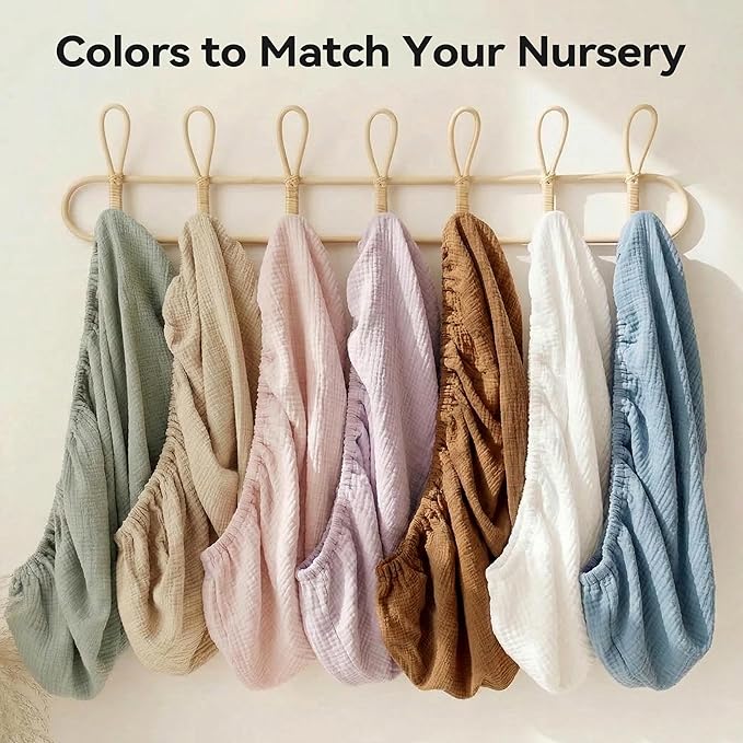 Muslin Bassinet Sheet Compatible with Halo BassiNest Swivel Sleeper - 100% Cotton Hourglass & Peanut Shape Mattress Pad Cover (30"x18"), Breathable & Soft, Boho (1 Pack White)