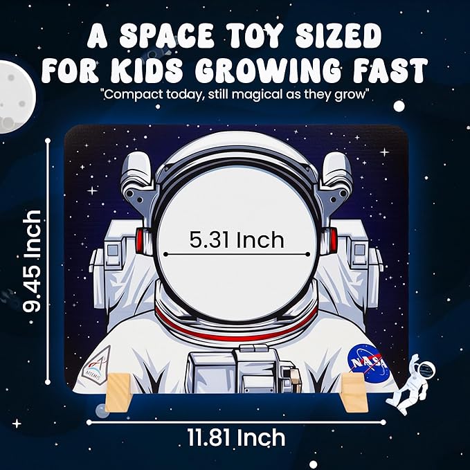 NASA Themed Astronaut Mirror for Toddlers & Kids – Montessori-Inspired Wooden Toy & Space Toy | Kids Room Decor | Shatterproof Mirror for STEM & Early Development | Boys and Girls Gift Ages 1-10