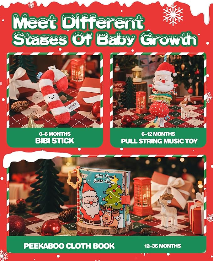 Jollybaby Car Seat Stroller Crib Hanging Toy for Baby 6-12-18-36 Months, My Baby First Christmas Toys Set, Tummy Time Infants/Newborns Easter Gifts for Boy and Girl