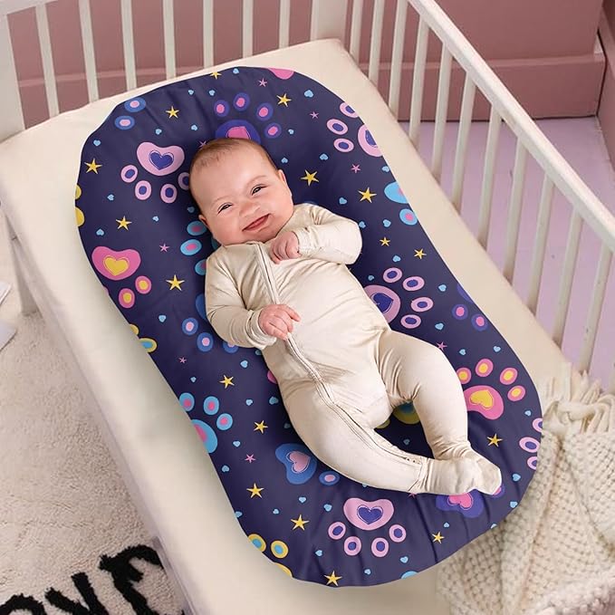 Dog Paws Baby Lounger Cover for Dockatot Deluxe 0-24 Months Baby Sunflower Snuggle Me Lounger Newborn Pillow Oil Paint