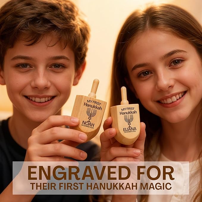 Personalized Wooden Dreidel for Kids Boys & Girls –Custom Engraved Hanukkah Dreidel with Name –Unique Small Hanukkah Gifts for Kids, Friends, and Family – Fun Hanukkah Games and Dreidel Décor Keepsake