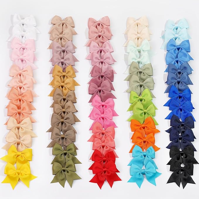 JOYOYO 60Pcs Baby Bows Alligator Hair Clips in 30 Pastel Colors, Barrettes and Bows for Baby Girls,Toddlers,Kids