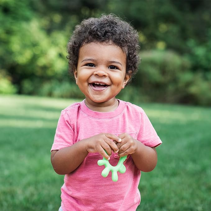 Green Sprouts Silicone Front & Side Teether, 6mo+, Platinum-Cured Silicone, Sterilizer Safe, Tested for Hormones - Light Sage