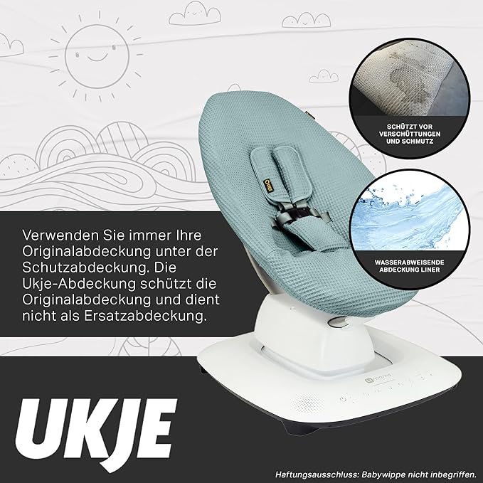 Ukje Protective Swing Cover Compatible with 4moms or MamaRoo 5, Multi-Motion Baby Swing, Baby Swing Liners, Baby Rocker Cover, Easy to Install, Easy to Wash, Handmade in Europe, Jade