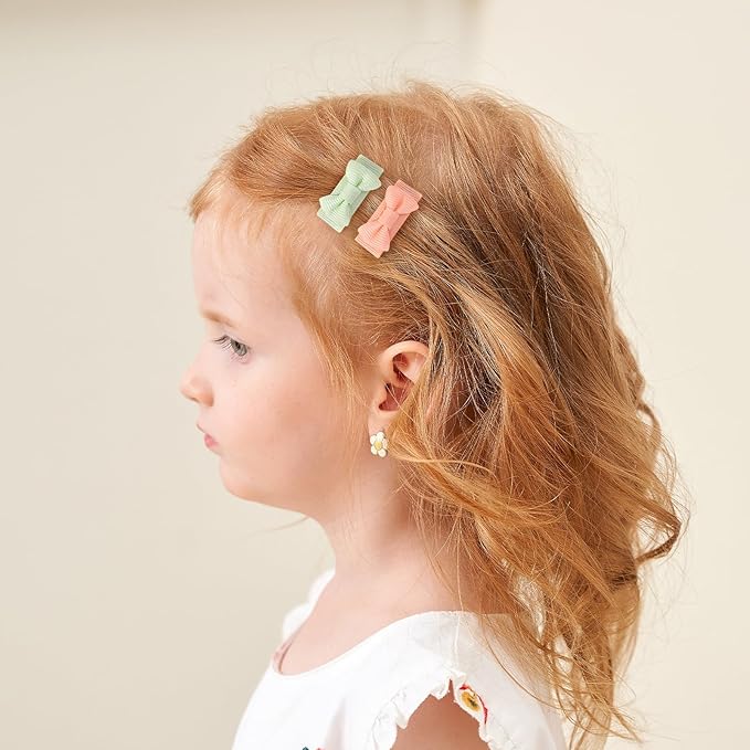 YHXX YLEN 40PCS Mini Snap Clips Grosgrain Ribbon Hair Bows Clips Tiny 1.4 Inch Baby Girl Hair Clips for Baby Toddlers Infants' Fine Thin Hair