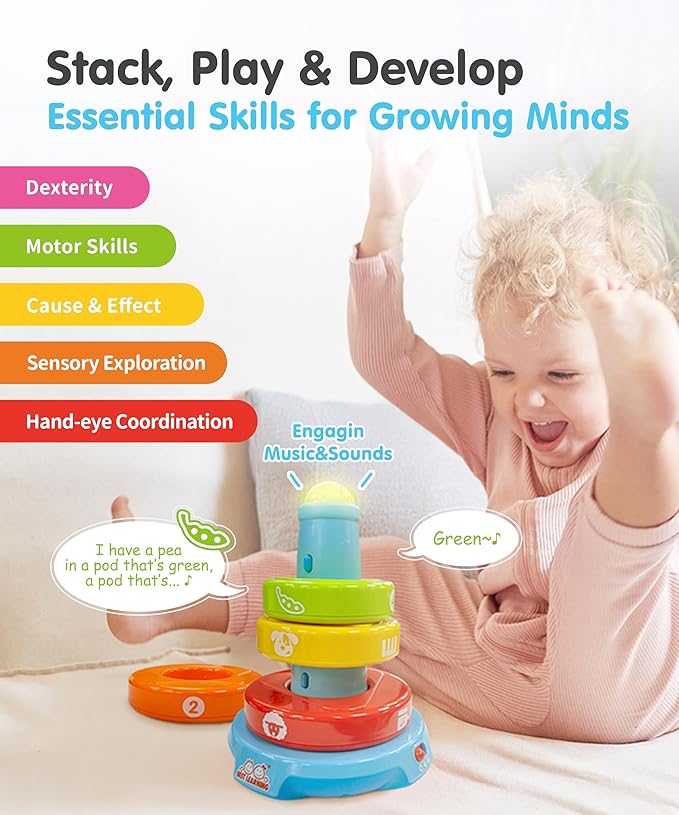 BEST LEARNING Stack & Learn - Developmental Educational Activity Stacking Toy for 6 or 9 Month Old Baby Toys and Up | First 1 Year Boy Girl Gifts for Birthday Gift
