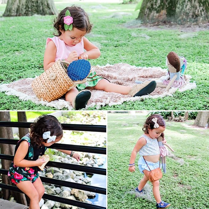 Baby Girl Hair Clips Bows Barrettes 10 Pack Fully Lined Alligator Clip Hair Accessories for Little Girls Toddler Kids Children Small